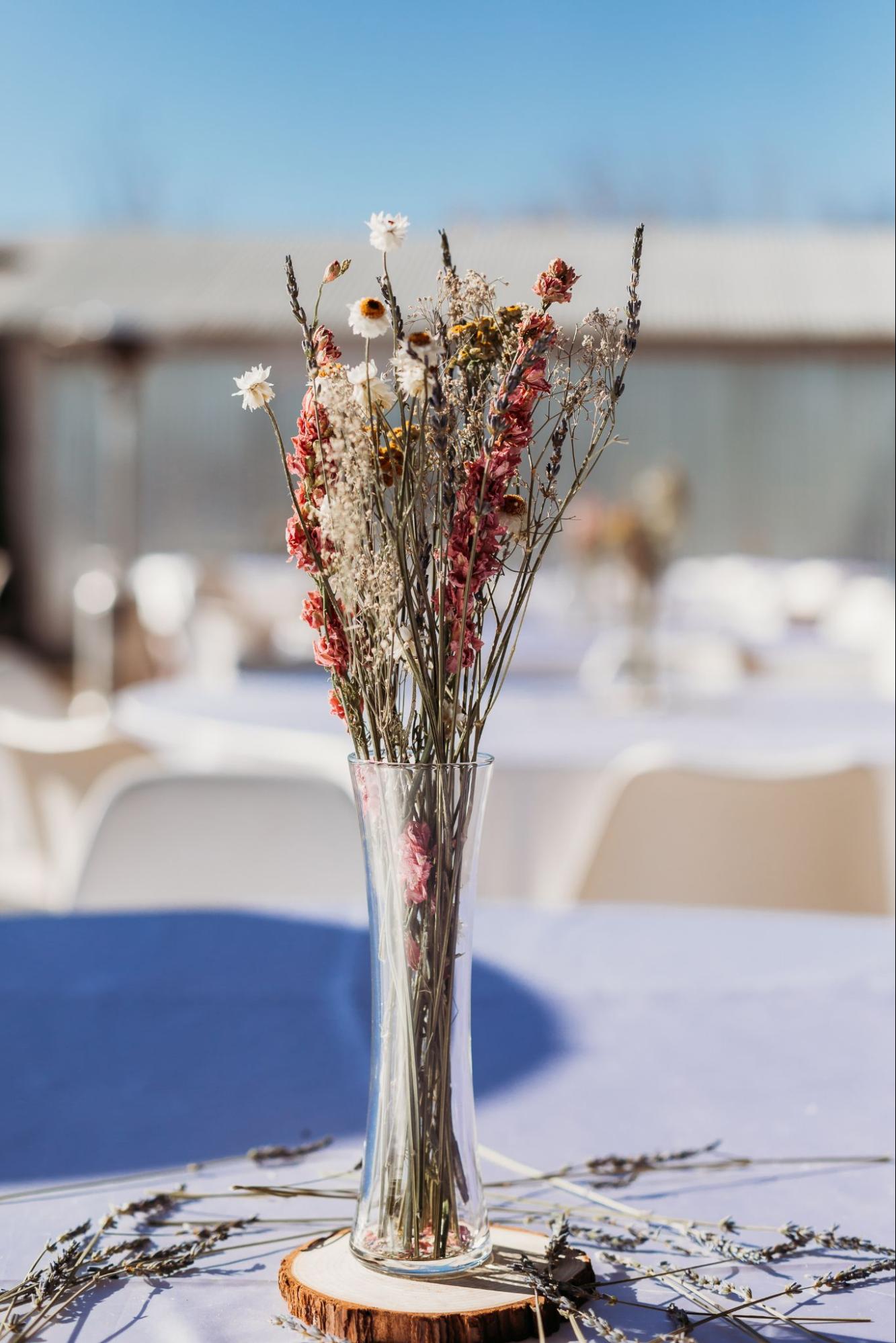 floral centerpiece at winter wedding in santa fe