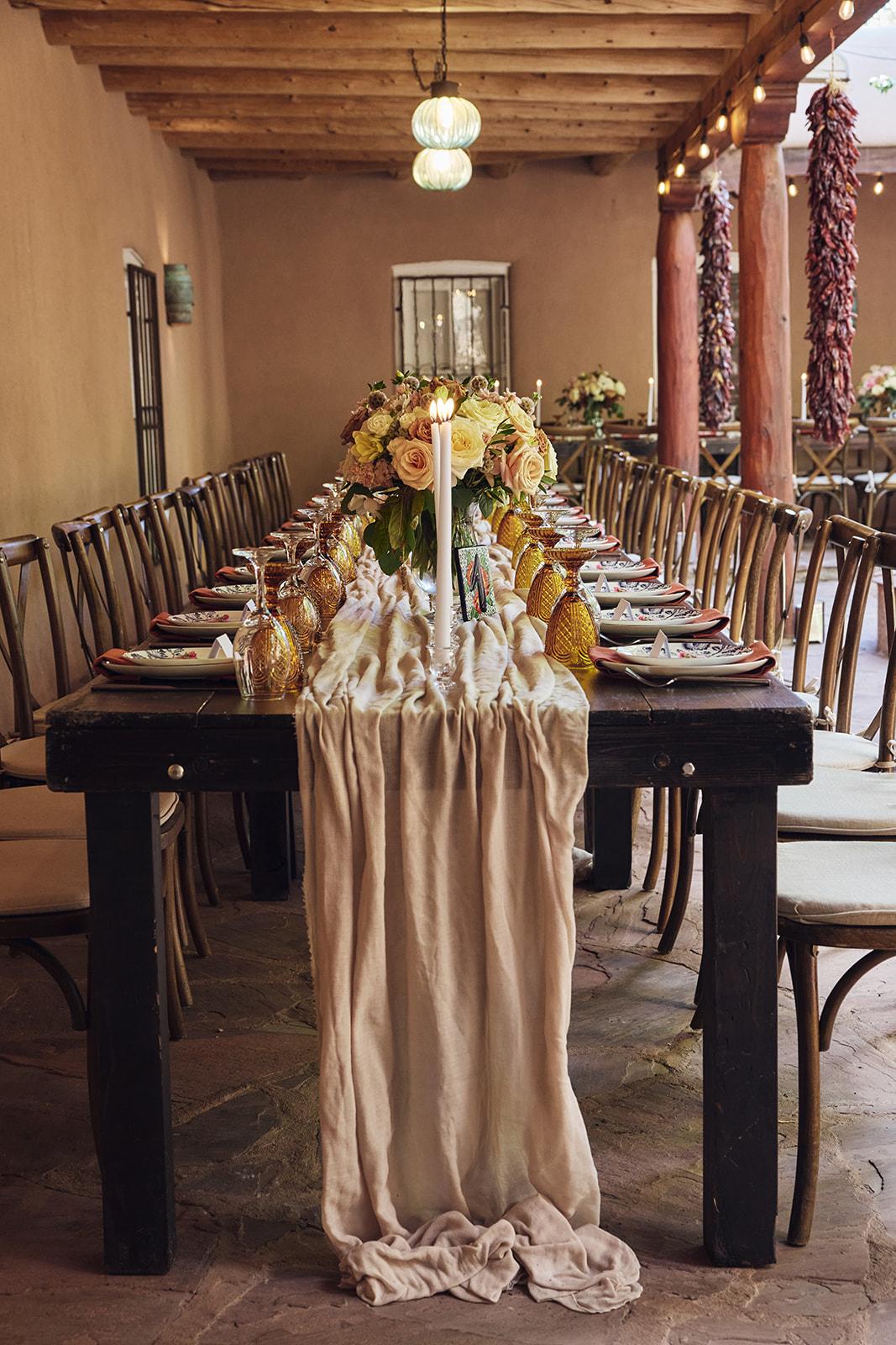 wedding tablescape for santa fe wedding reception