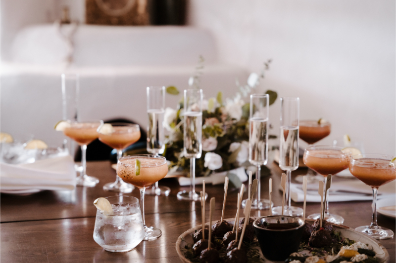 Dessert and cocktail pairings for wedding reception. 