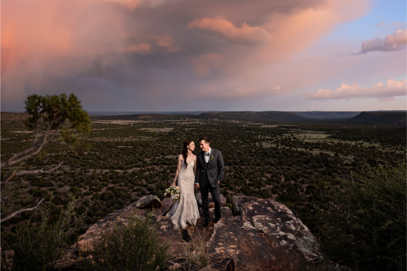 Bride and groom get married in Sante Fe