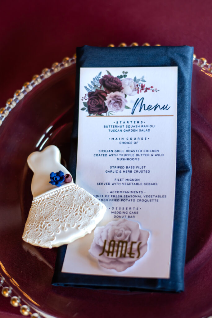 menu for wedding reception
