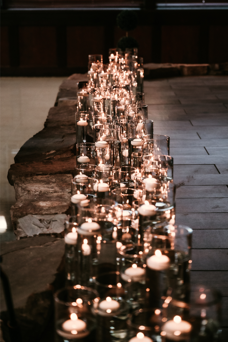 Candle lined for wedding ceremony aisle