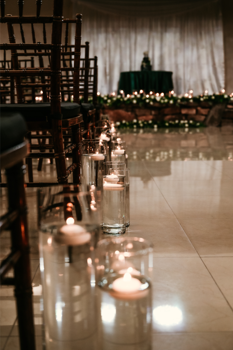 Candle lined for wedding ceremony aisle
