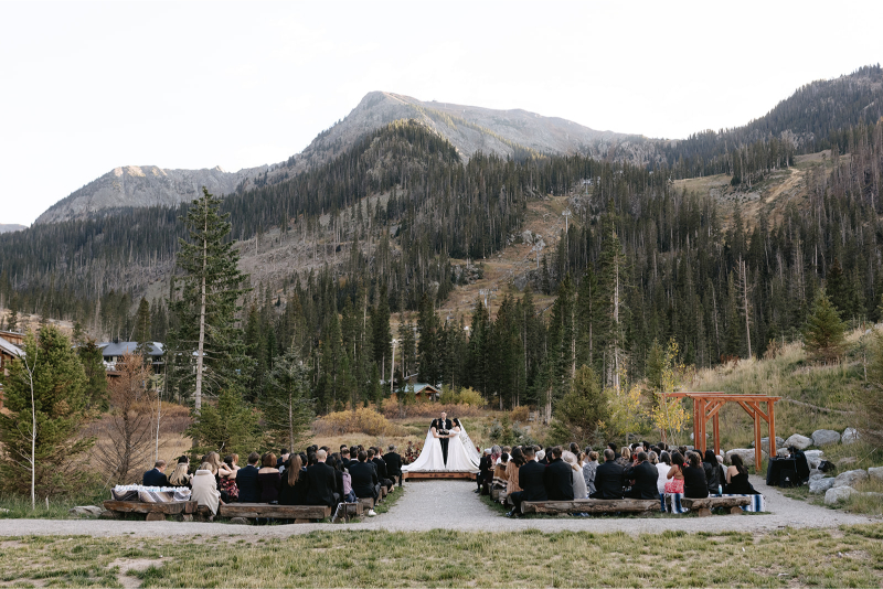 Brides exchange vows in Taos, with their guests following their wedding dress codes.