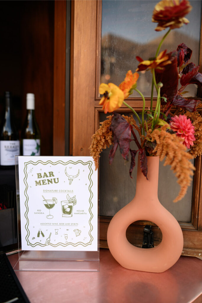 Signature cocktail menu helps elevate guest experience for this Santa Fe wedding.