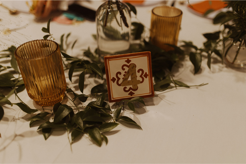 Table decor for fall wedding in New Mexico.