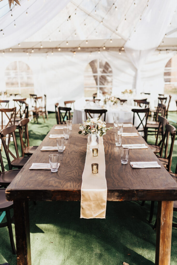 Wedding rentals used to decorate a reception in New Mexico. 