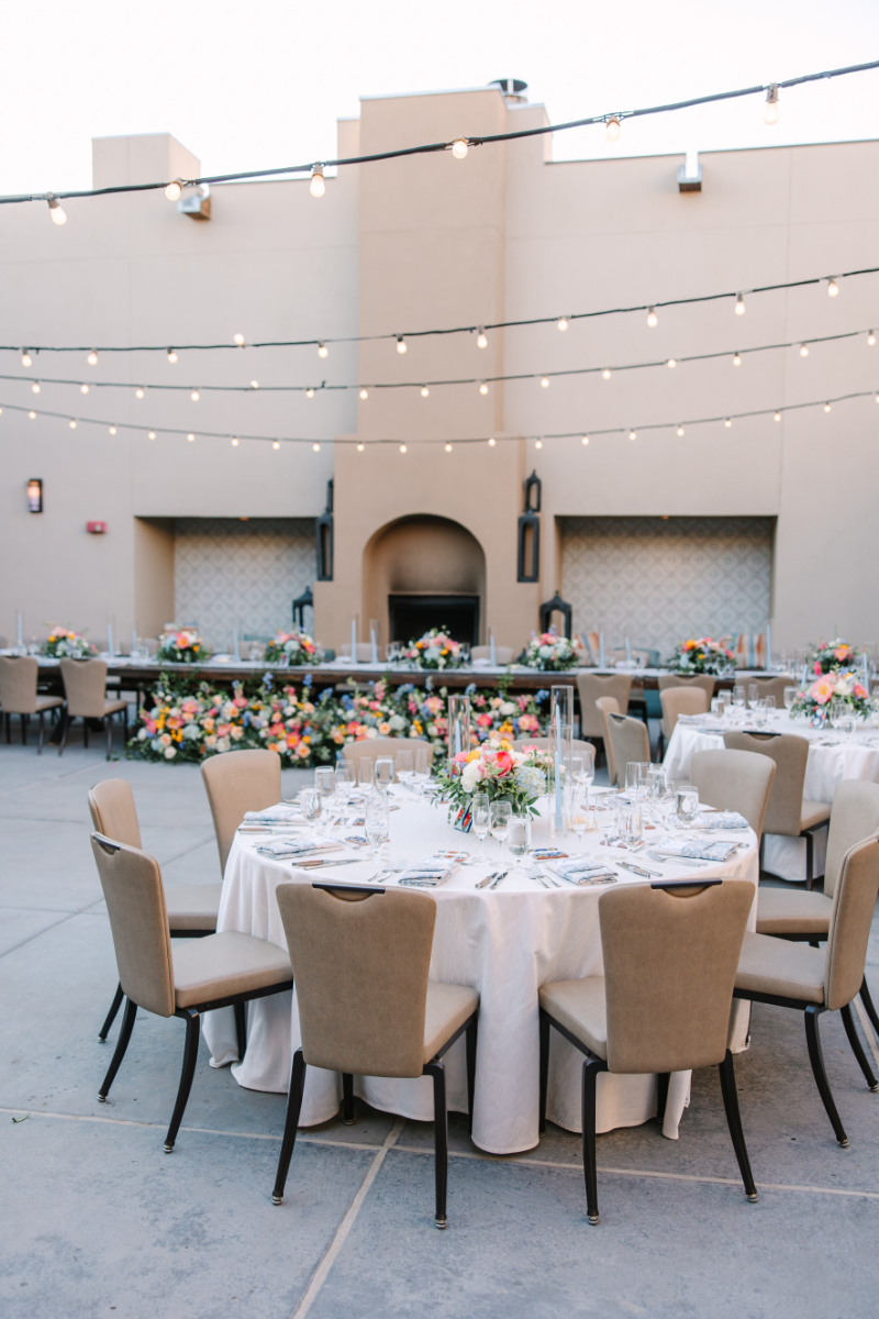 Venue set up for wedding reception in Santa Fe.