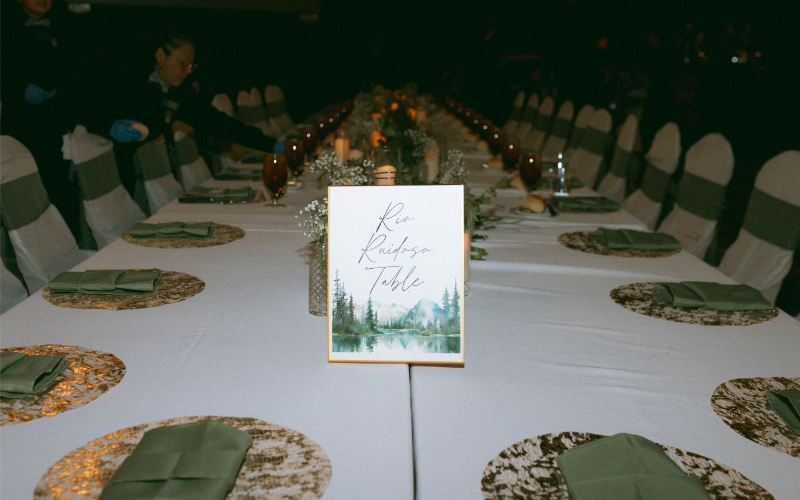 Personalized wedding table numbers.