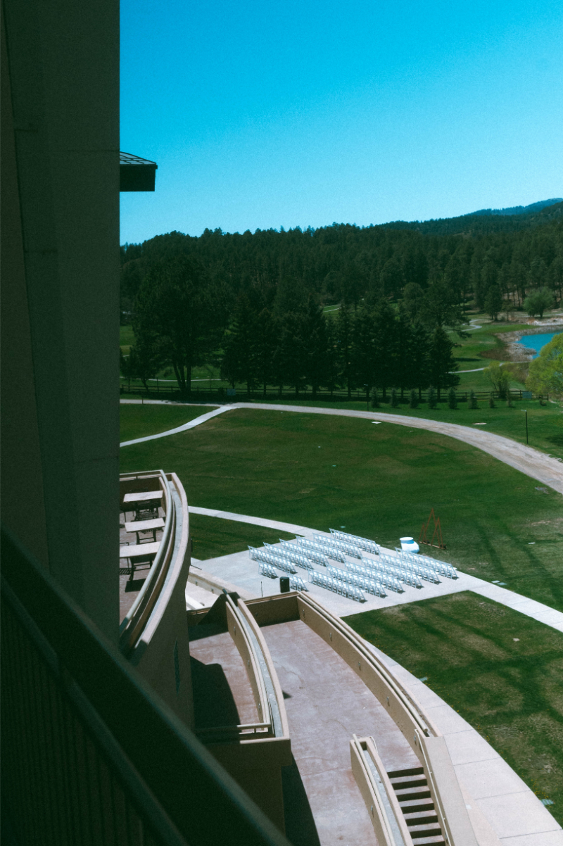 View from terrace of lawn ceremony at Inn of the Mountain Gods.