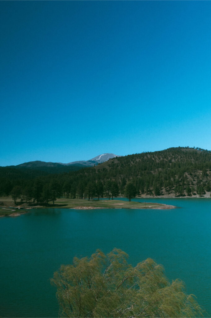 Mountain and lake views from a Ruidoso wedding venue.