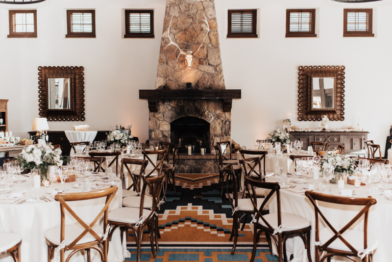 Bishop's Lodge, one of the best places to get married in New Mexico, decorated for reception.
