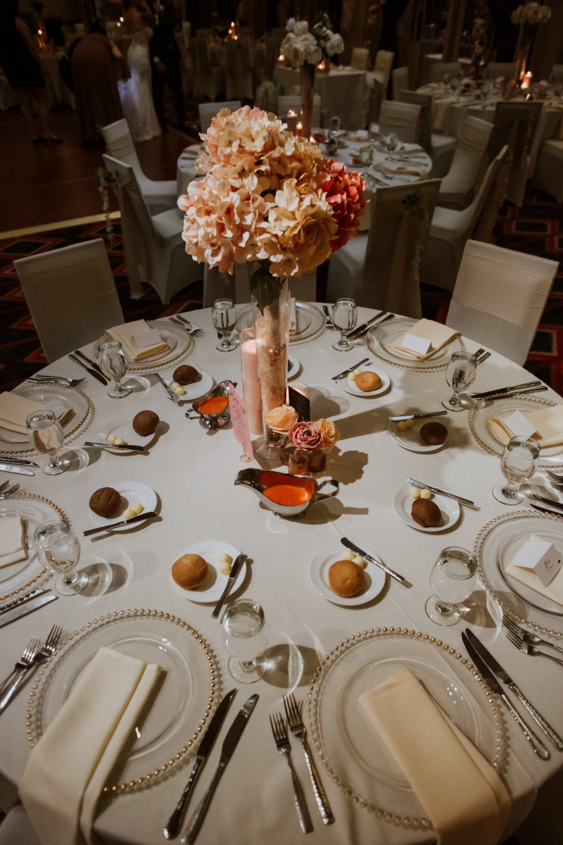 Tablescape setup for wedding at Inn and Spa at Loretto.