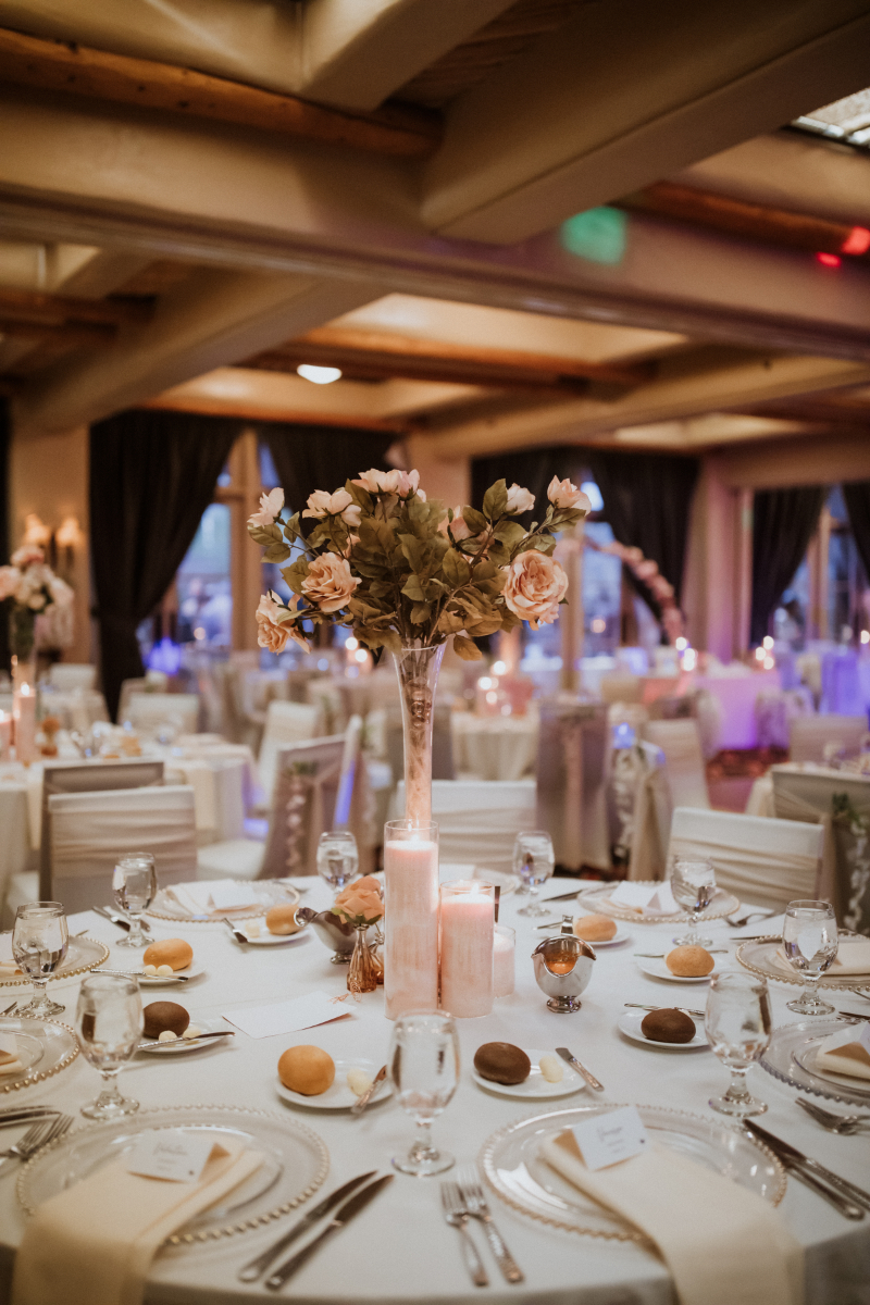 Reception decor for wedding at the Inn and Spa at Loretto.