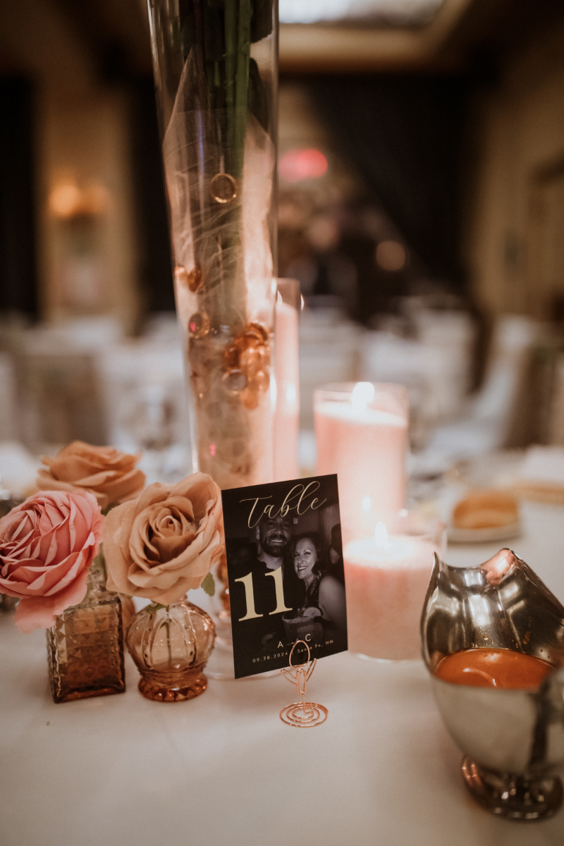 Tablescape setup for wedding at Inn and Spa at Loretto.