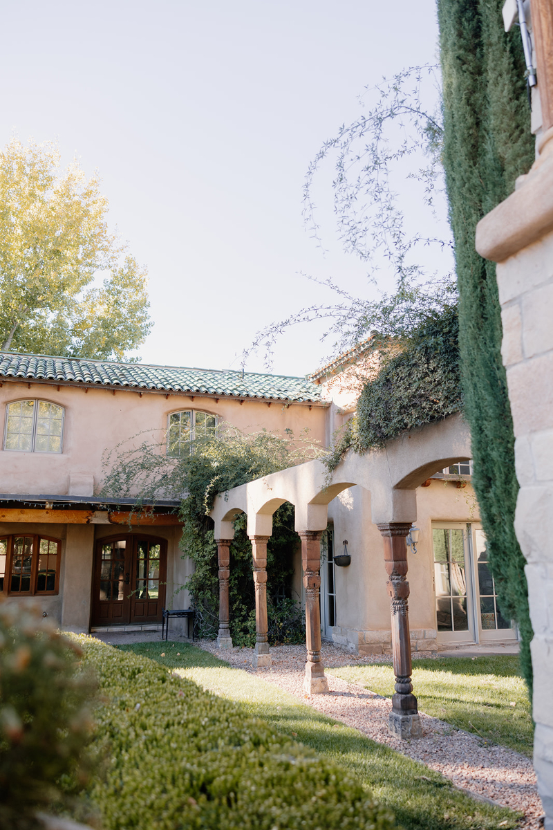 Mansion wedding venues architecture features with arched details.