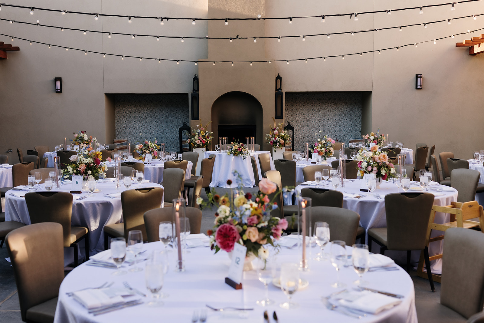 Reception set up at Four Seasons Santa Fe, perfect inspiration for a wedding vision board.