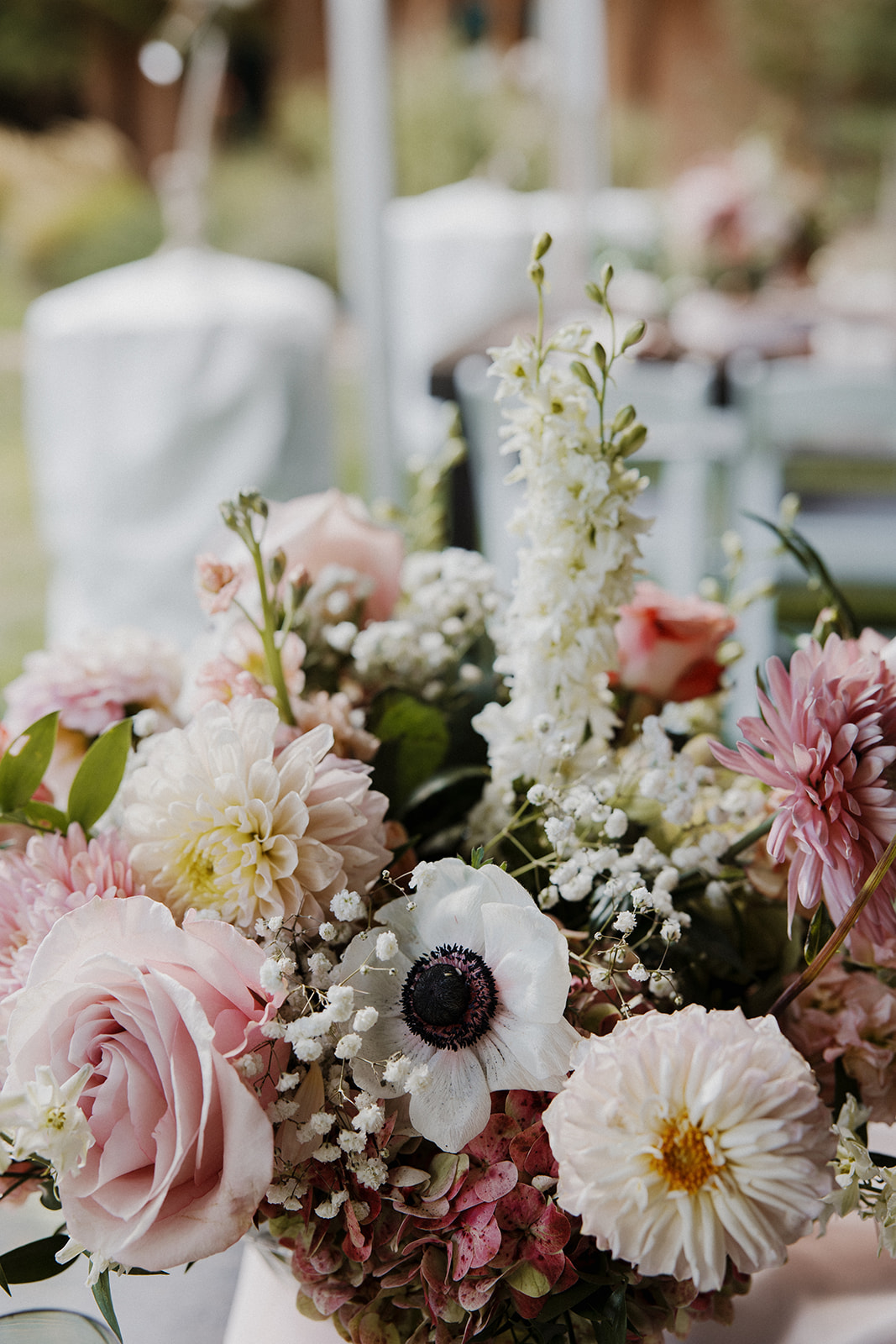 Floral details for a wedding centerpiece.