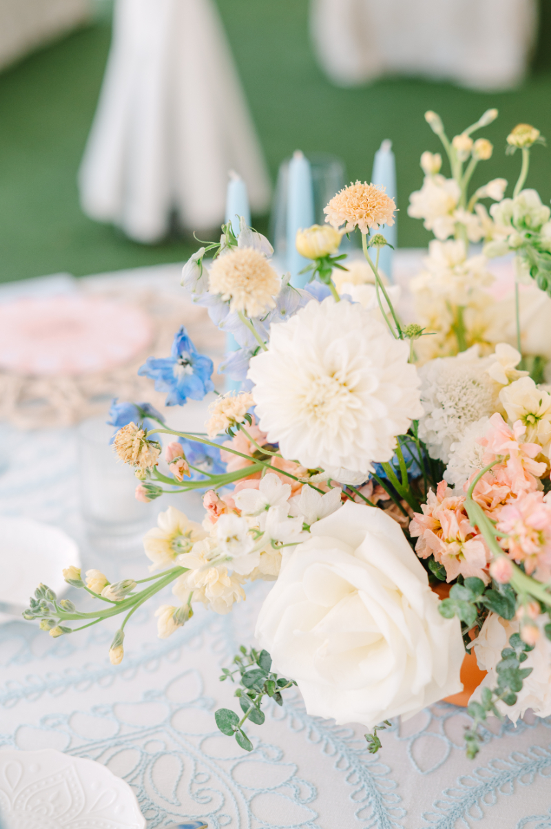 Details of floral arrangement for reception centerpiece.