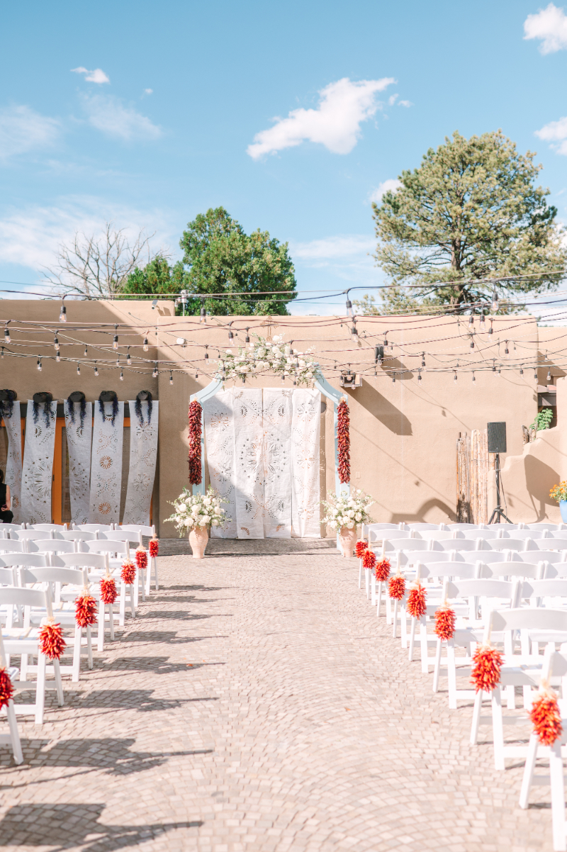 Ceremony set up for Santa Fe wedding ceremony.