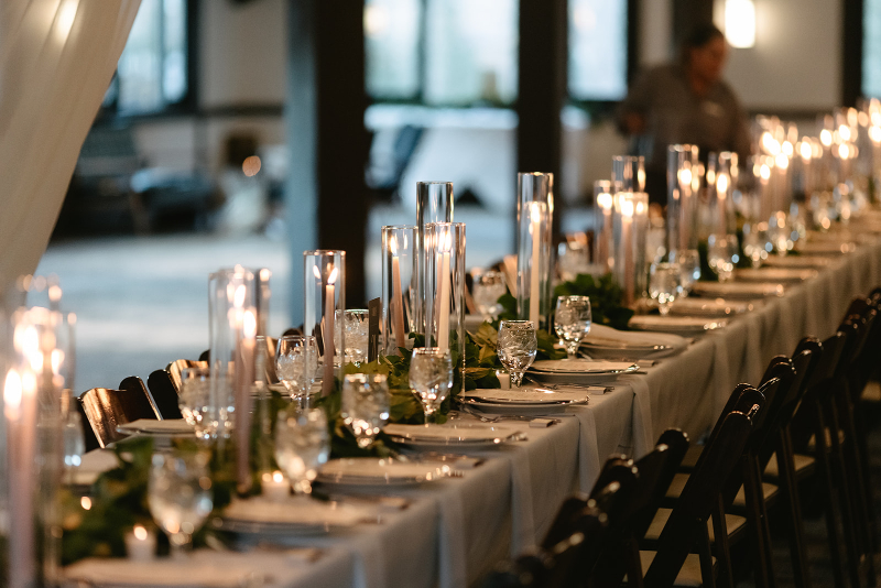 Table setting for wedding reception in Knoxville.