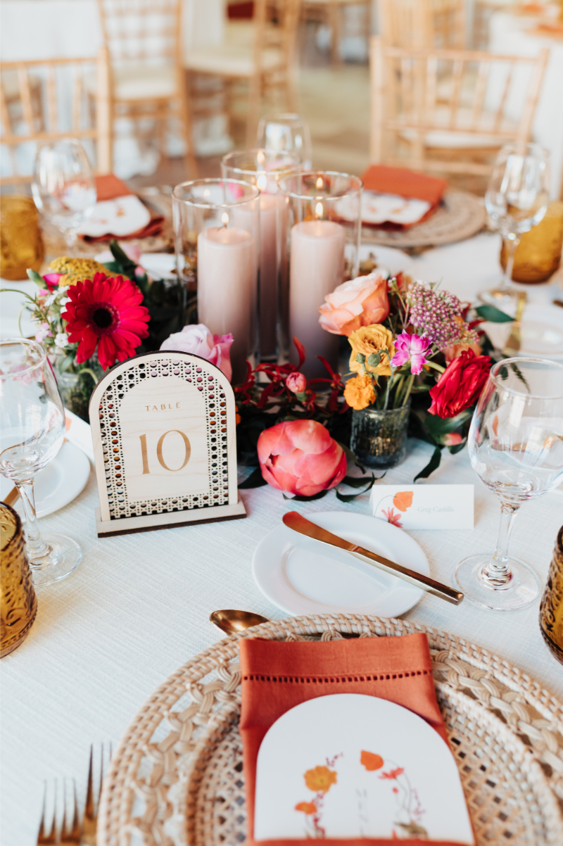 Spring centerpiece ideas for a colorful wedding in Santa Fe.
