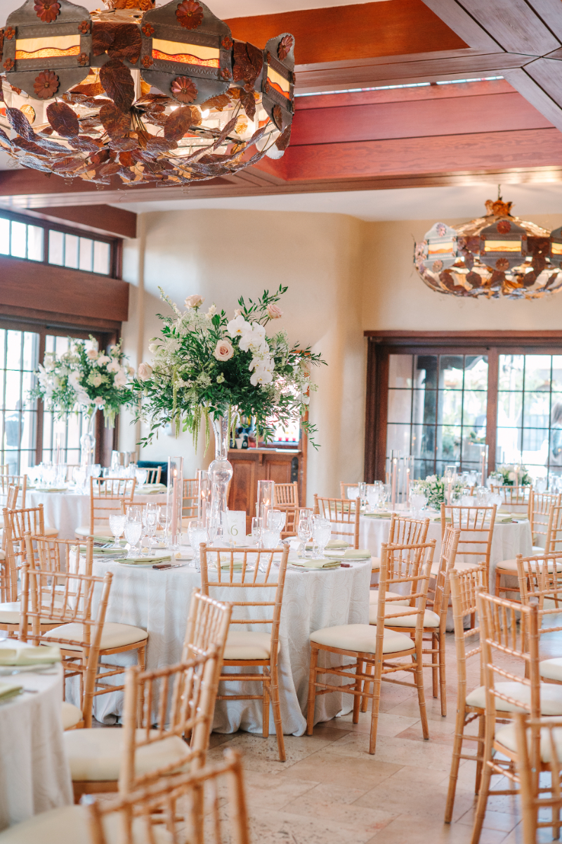 Santa Fe wedding venue decorated for spring wedding reception.