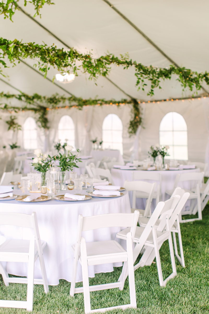 Tented reception set up for New Mexico wedding.