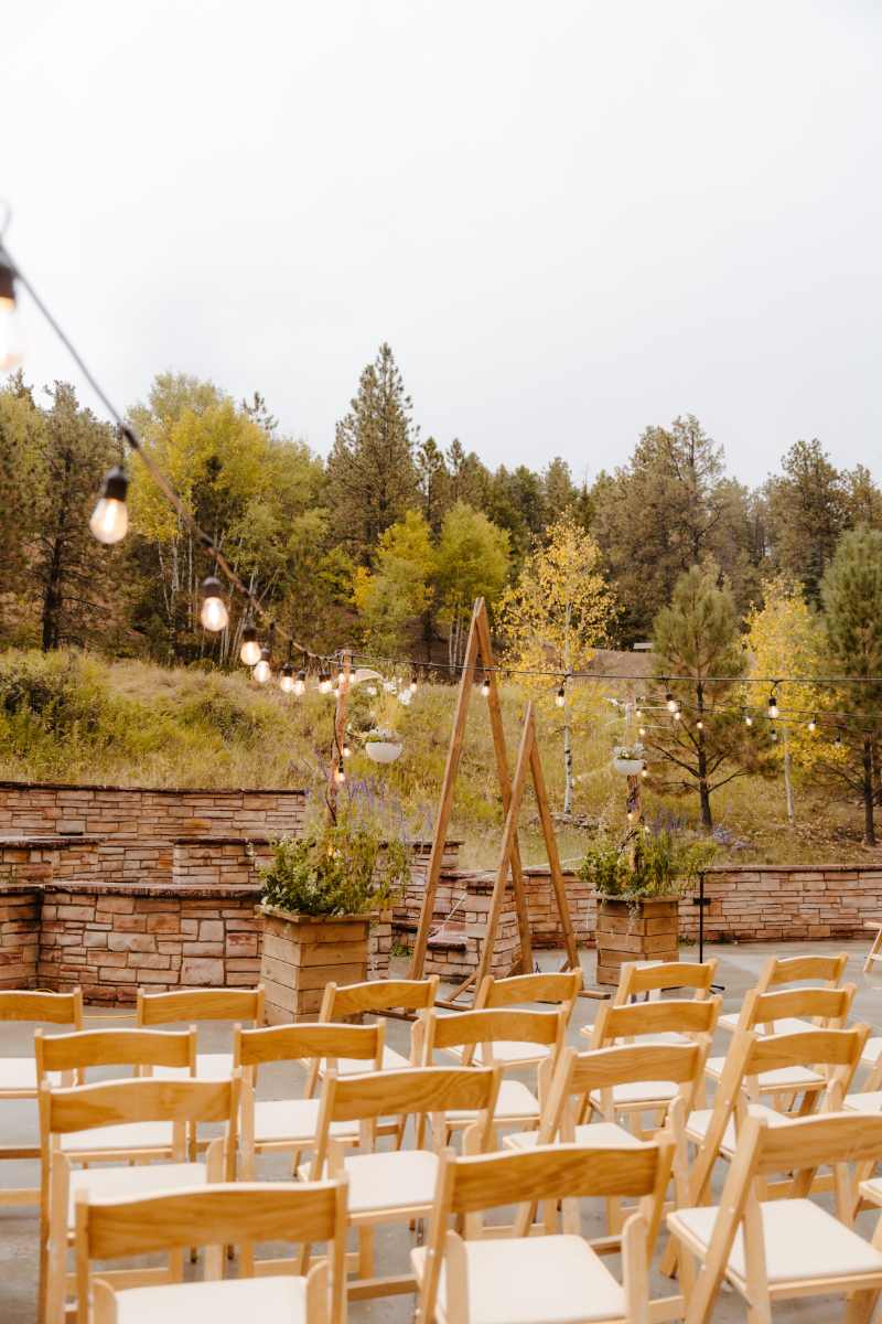 Outdoor wedding venues in New Mexico with ceremony looking out to mountain views.