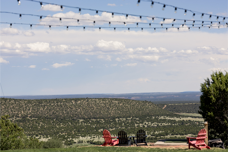 Reception seating area overlooking rolling hills in Tennessee.