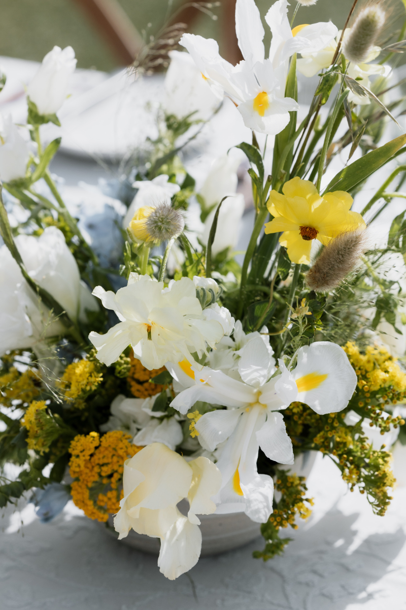 Organic fall wedding flowers in a small arrangement.