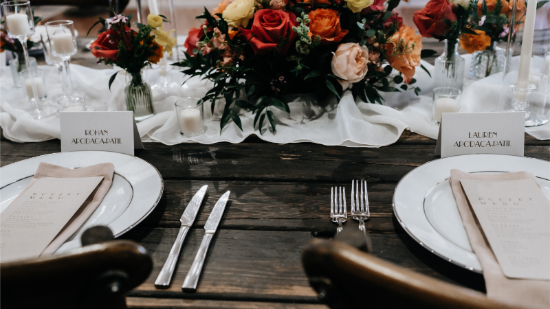 Place setting for wedding at Jasper Highlands, Tennessee.