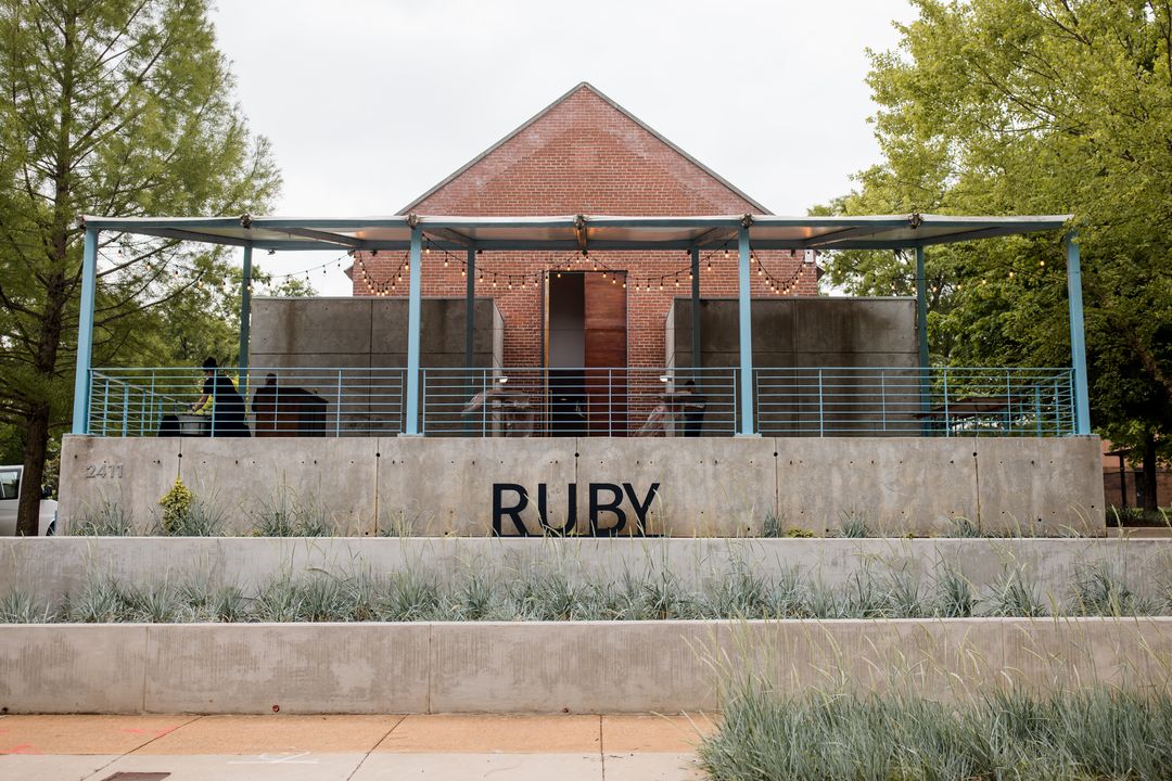 View of the Ruby in Nashville's Tree House courtyard from the opposite side of the street.